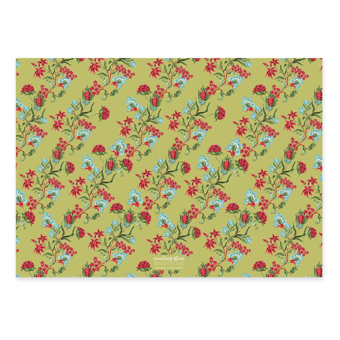 Holiday Chintz Holiday Card - Horizontal - Chartreuse