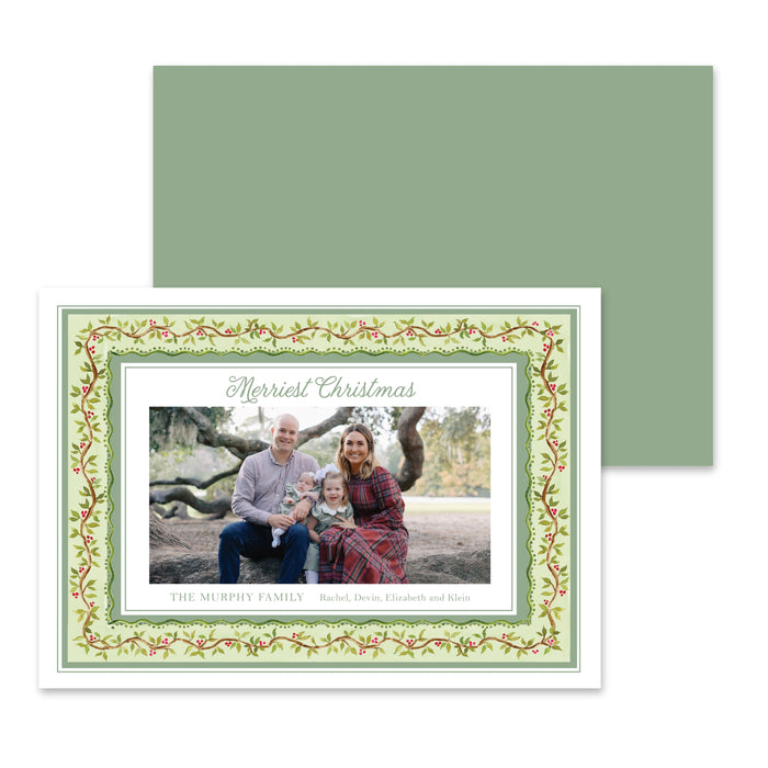 Chinoiserie Frame Holiday Card - Horizontal - Green