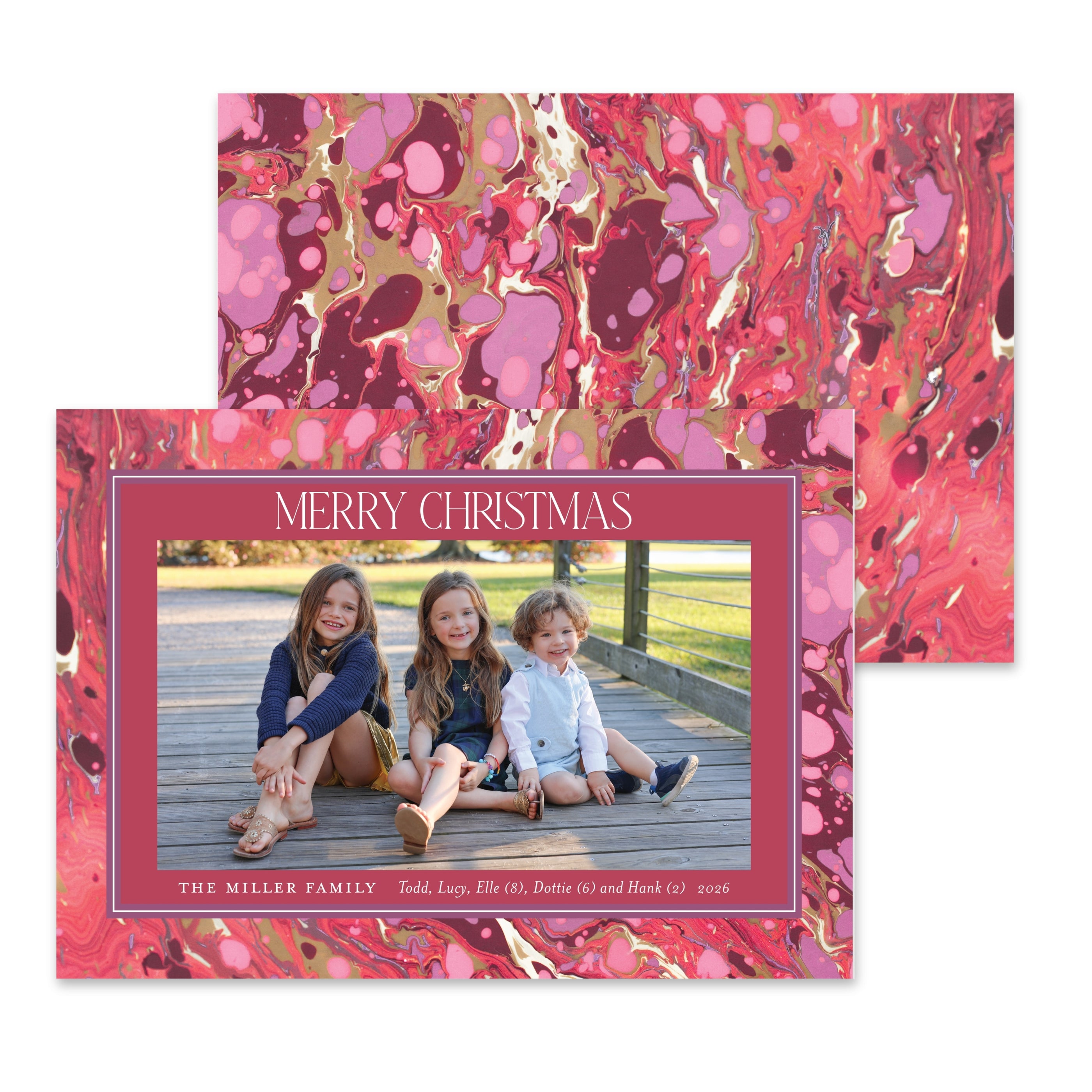 Red Marble Holiday Card - Horizontal– courtneystonedesigns