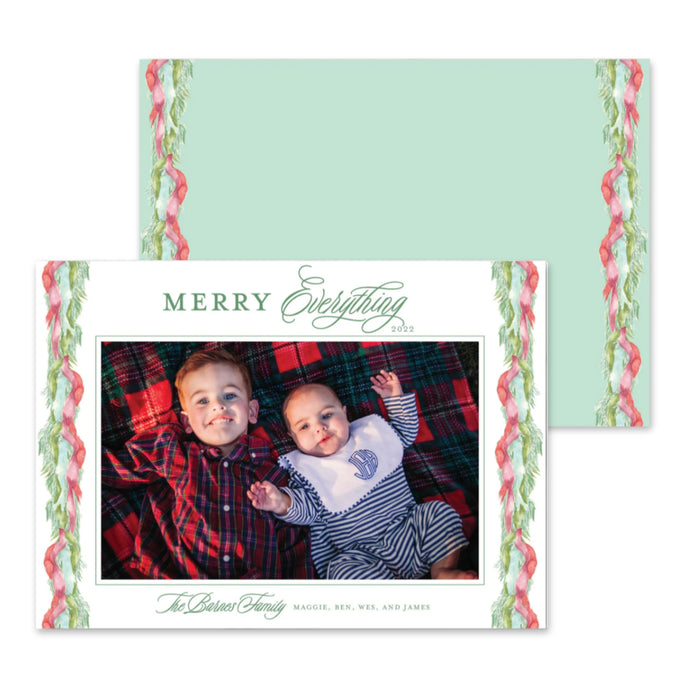 Velvet Garland Border Holiday Card - Horizontal