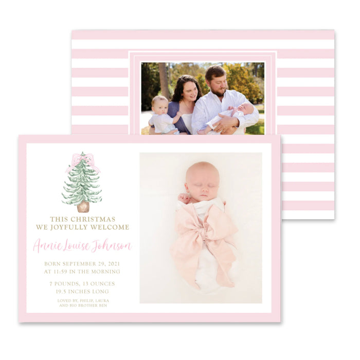 Pink Bow Tree Birth Announcement