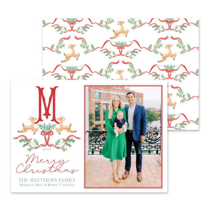 Reindeer Monogram Holiday Card