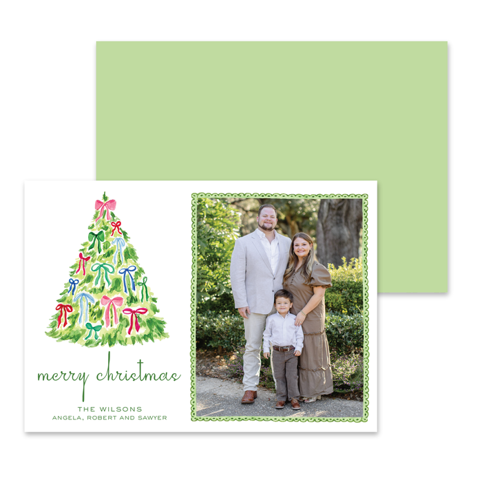 Decked in Bows Tree Holiday Card - Horizontal