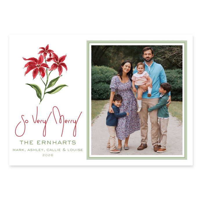 Poinsettia Medallion Holiday Card - Horizontal