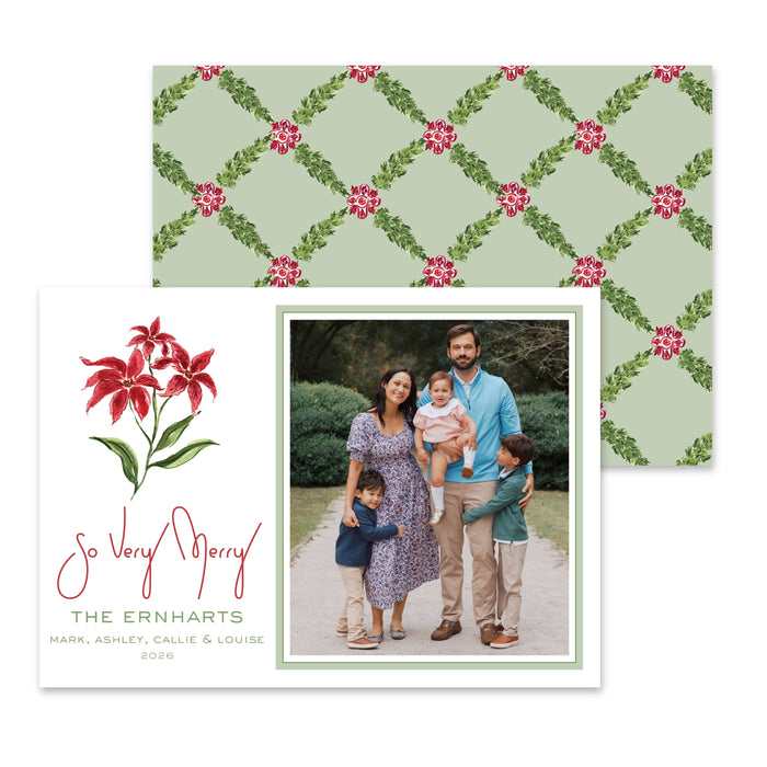 Poinsettia Medallion Holiday Card - Horizontal