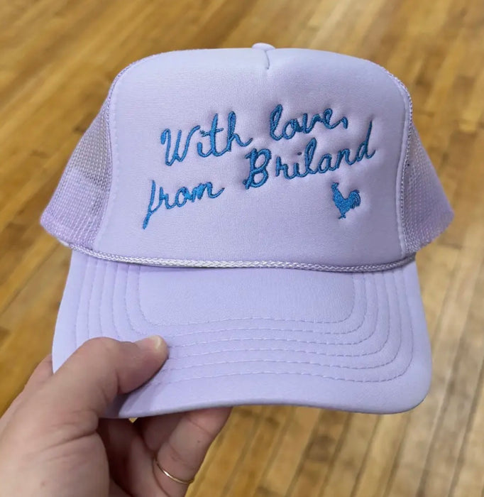 From Briland with Love Hat - Lavender with Blue Thread