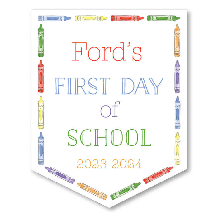 Back To School Sign - Primary Crayon Border