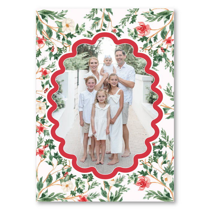 'Poinsettia Chinoiserie' Holiday Card