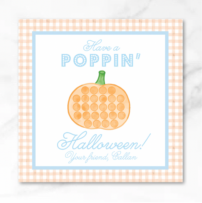 Poppin' Pumpkin Blue Halloween Tags