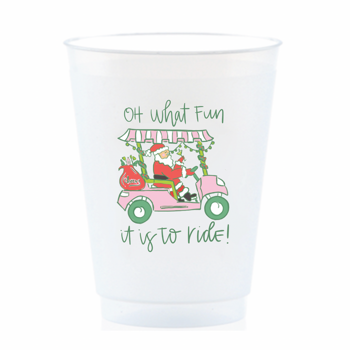 Golf Cart Santa Frosted Cup Set