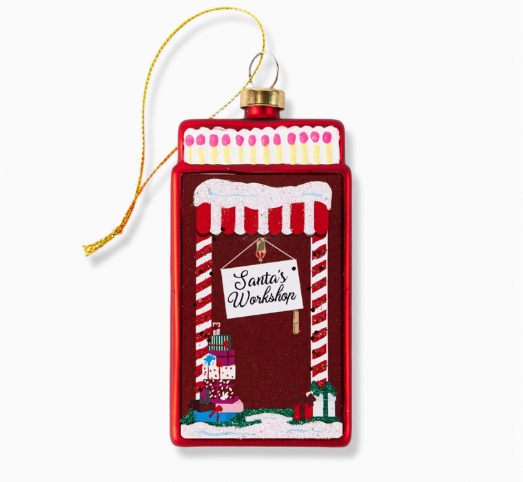 Santa's Workshop Matchbook Holiday Ornament