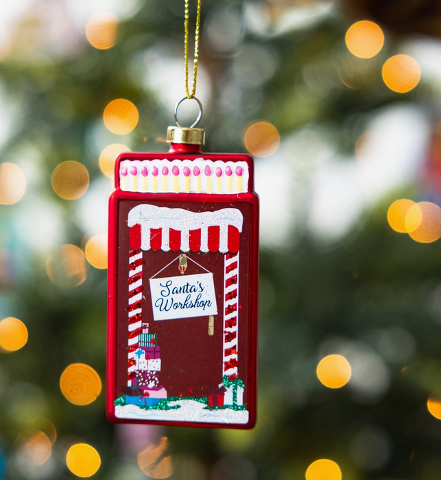 Santa's Workshop Matchbook Holiday Ornament