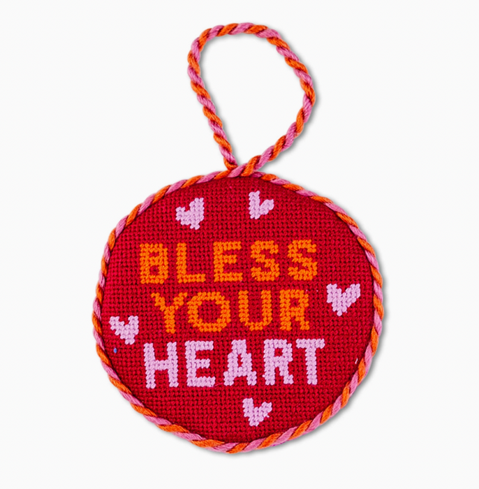 Bless Your Heart Needlepoint Holiday Ornament