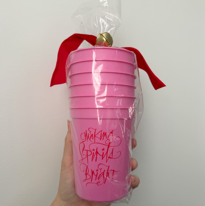 Making Spirits Bright Stadium Cups - Pink