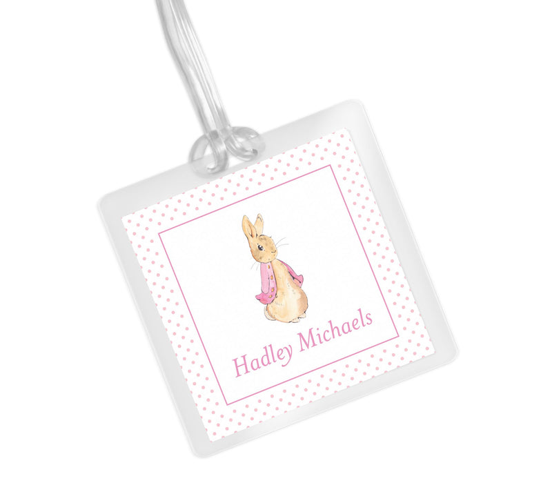 Laminated Bag Tag - Pink Peter Rabbit