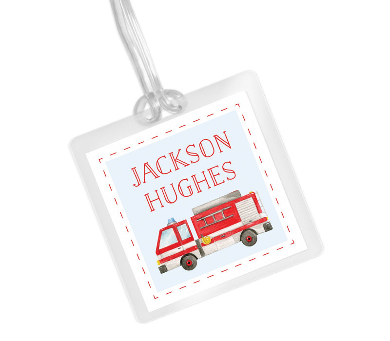 Laminated Bag Tag - Firetruck