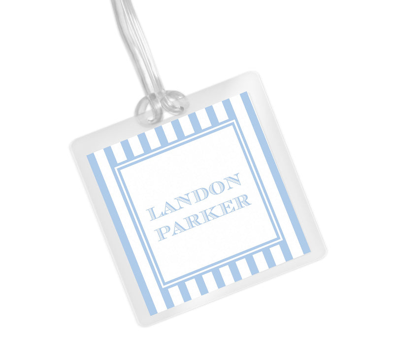 Laminated Bag Tag - Blue Stripe