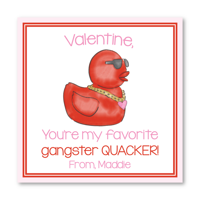 Gangster Duck Pink - Printed Valentine