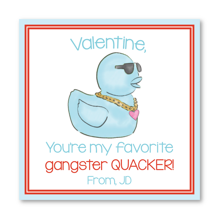 Gangster Duck Blue - Printed Valentine
