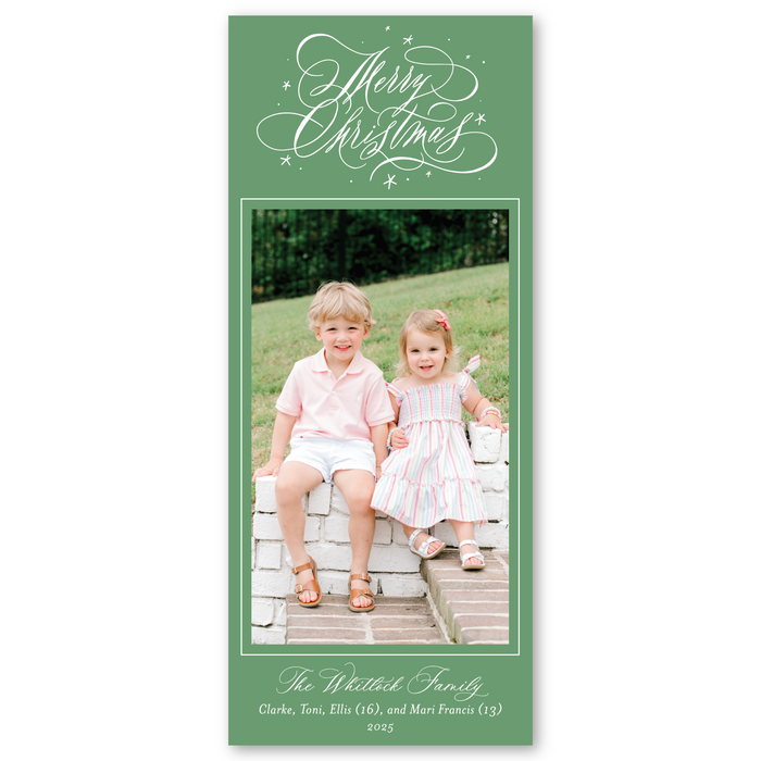 Classic Merry Christmas Calligraphy Skinny Holiday Card