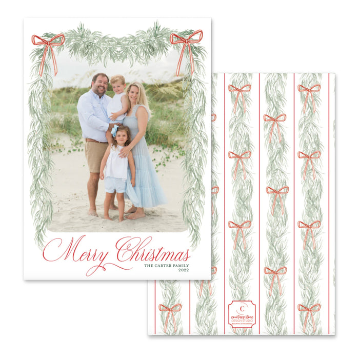 Dainty Bow Garland Holiday Card