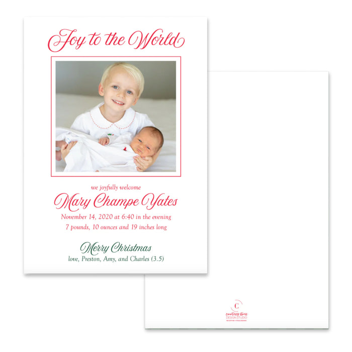 Joy to the World Announcement Holiday Card