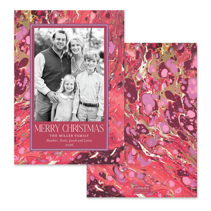 Red Marble Holiday Card