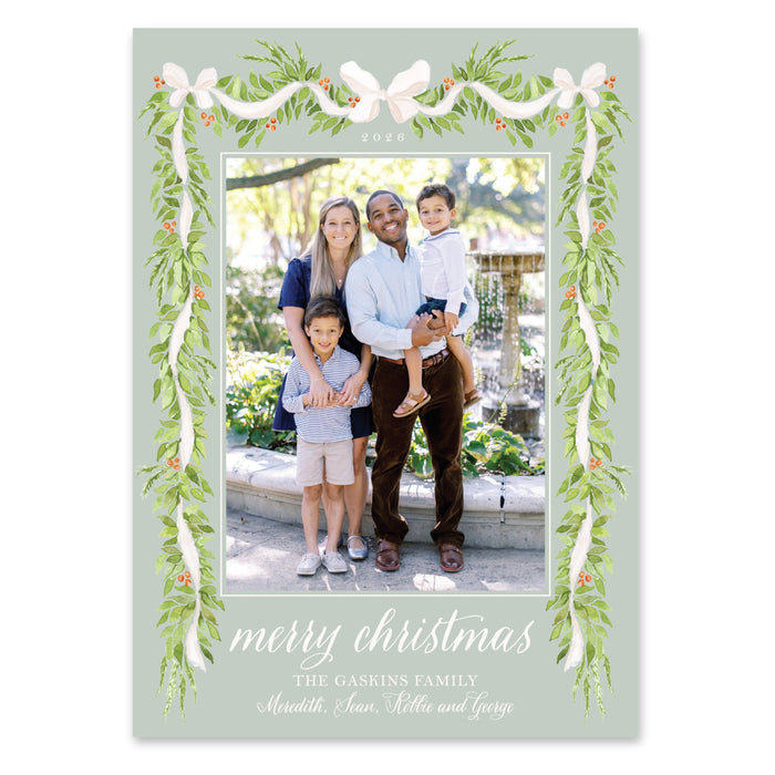 Eucalyptus Laurel Holiday Card - Green