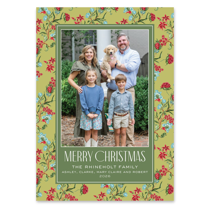 Holiday Chintz Holiday Card - Chartreuse
