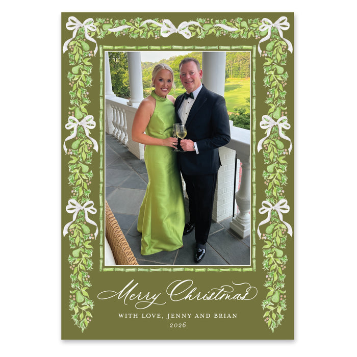 Pear Garland Holiday Card - Olive