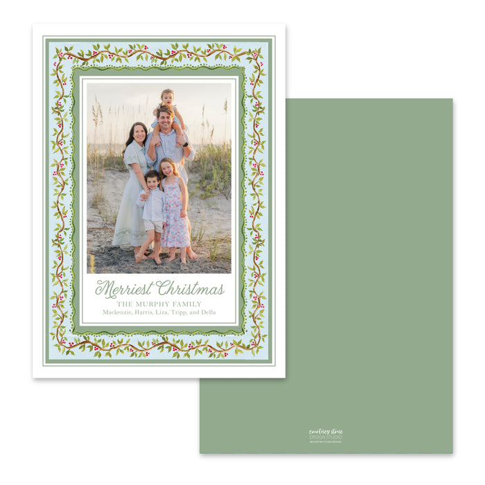 Chinoiserie Frame Holiday Card - Blue