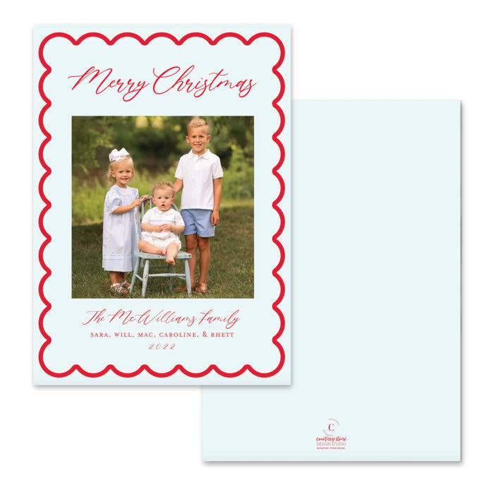 Thin Scallop Border Holiday Card