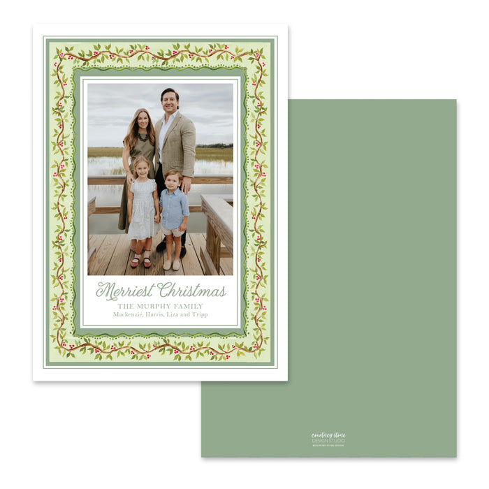 Chinoiserie Frame Holiday Card - Green