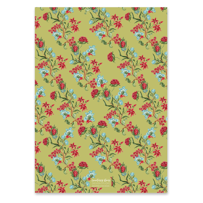 Holiday Chintz Holiday Card - Chartreuse
