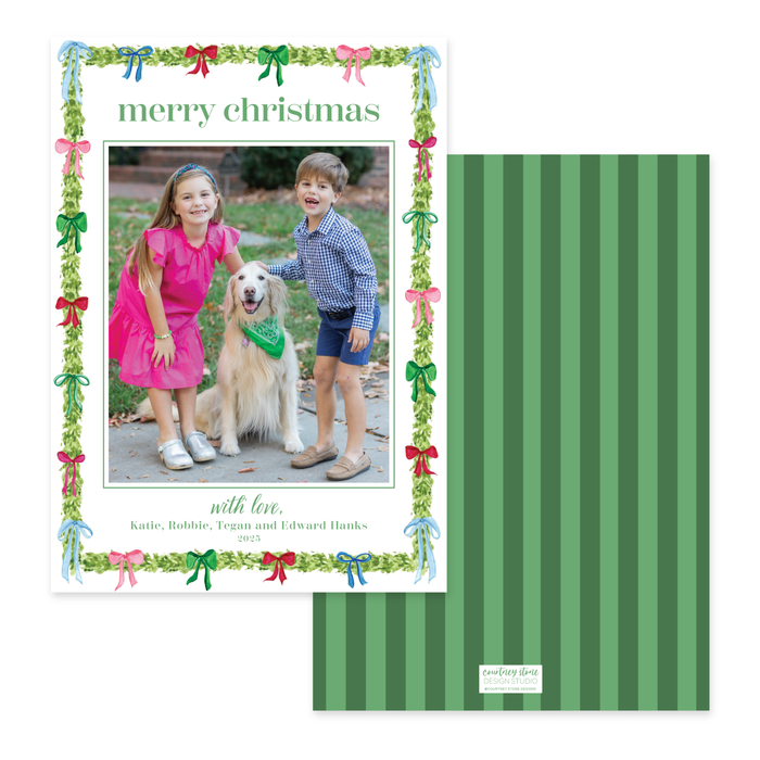 Decked in Bows Garland Holiday Card