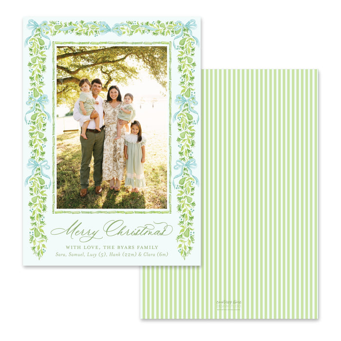 Pear Garland Holiday Card - Blue