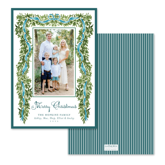 Evergreen Heirloom Holiday Card - Teal