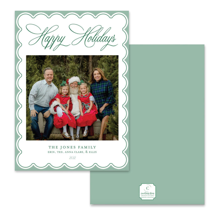 Green Scallop Holiday Card