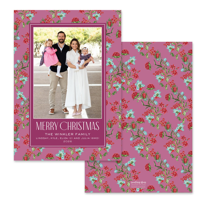 Holiday Chintz Holiday Card - Cranberry