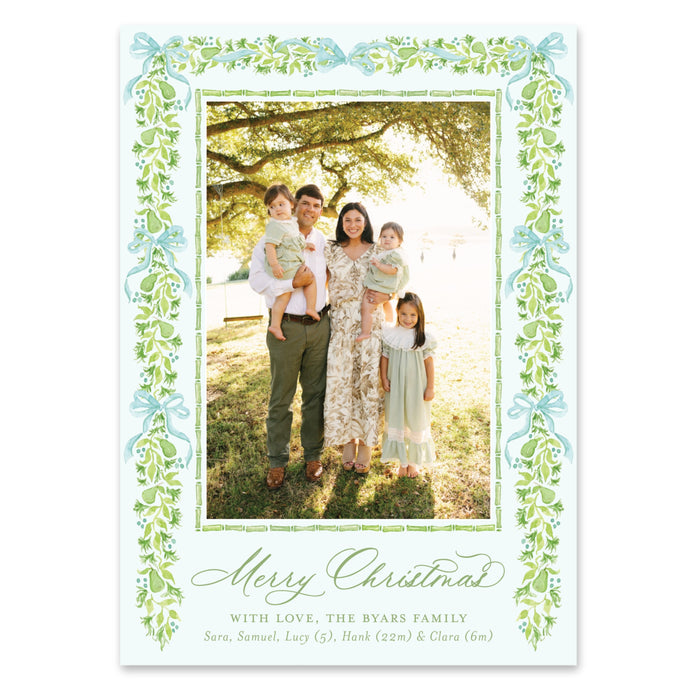 Pear Garland Holiday Card - Blue