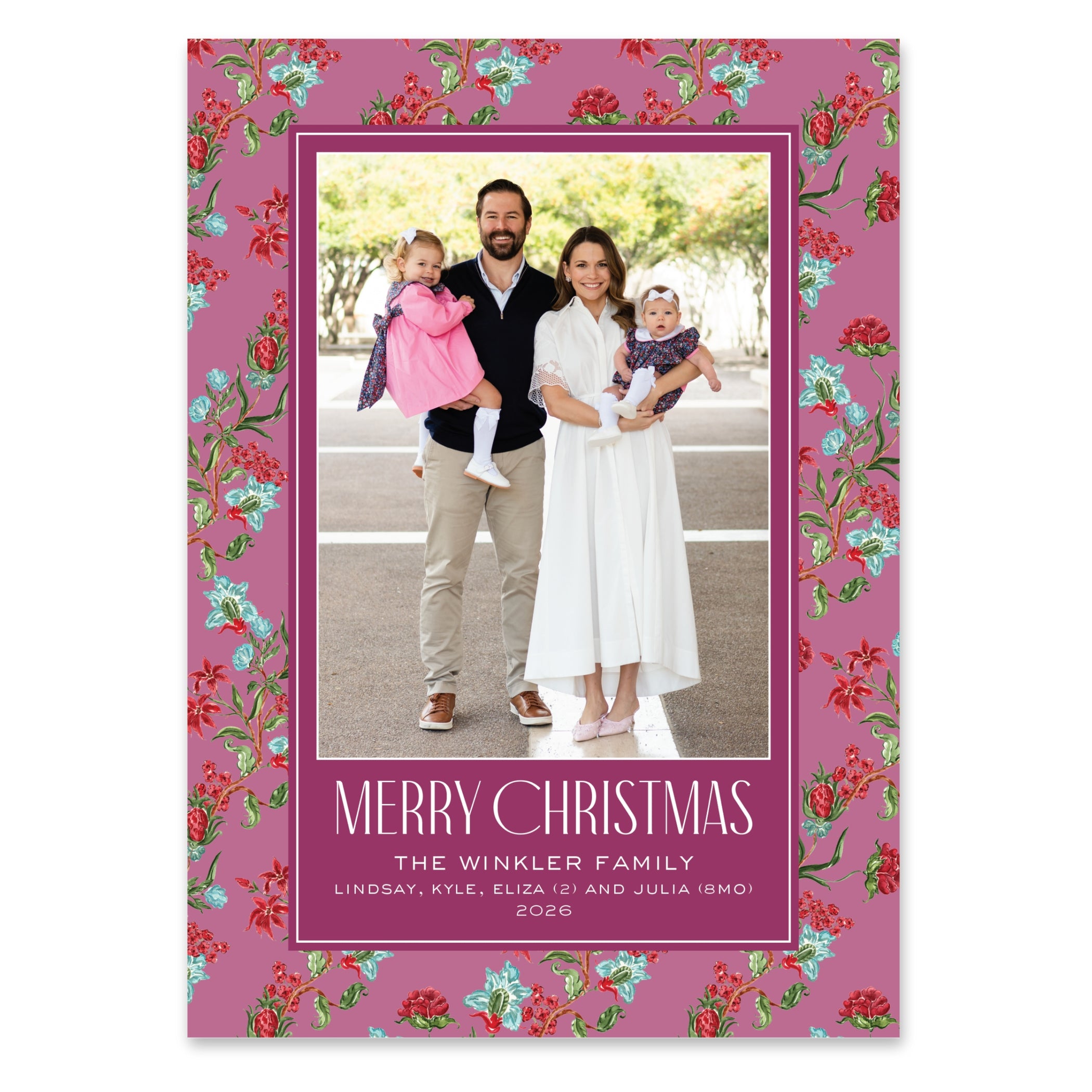 Holiday Chintz Holiday Card - Cranberry– courtneystonedesigns
