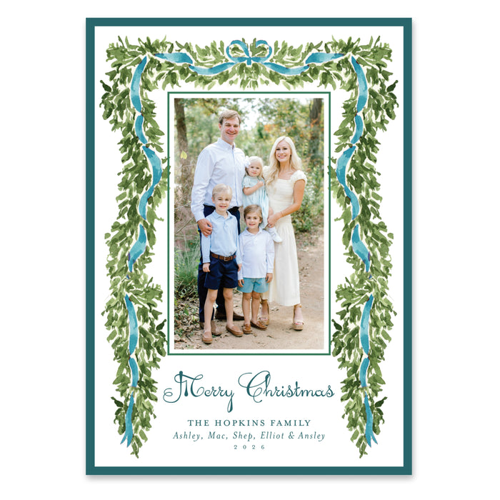 Evergreen Heirloom Holiday Card - Teal