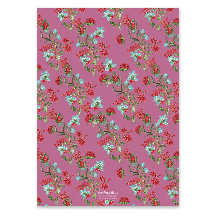 Holiday Chintz Holiday Card - Cranberry