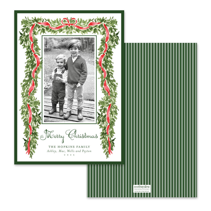 Evergreen Heirloom Holiday Card - Red