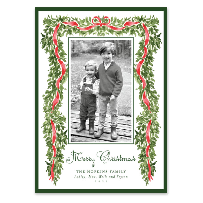 Evergreen Heirloom Holiday Card - Red
