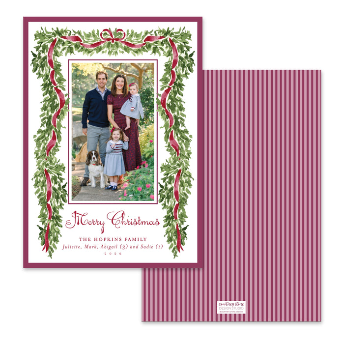 Evergreen Heirloom Holiday Card - Cranberry