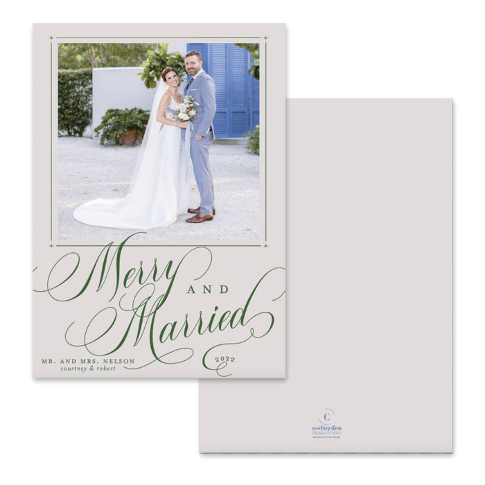 Merry & Married Script Holiday Card