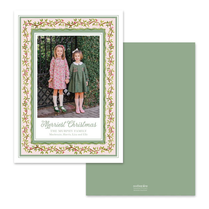 Chinoiserie Frame Holiday Card - Pink