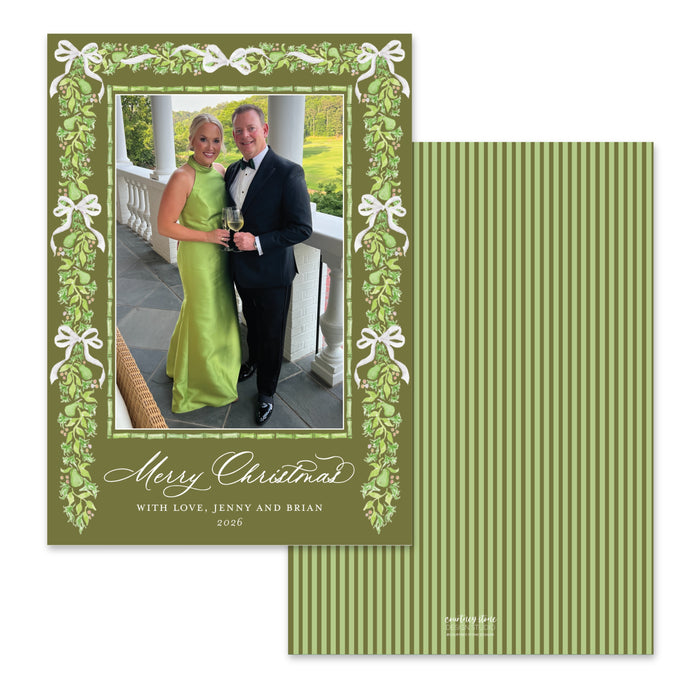 Pear Garland Holiday Card - Olive