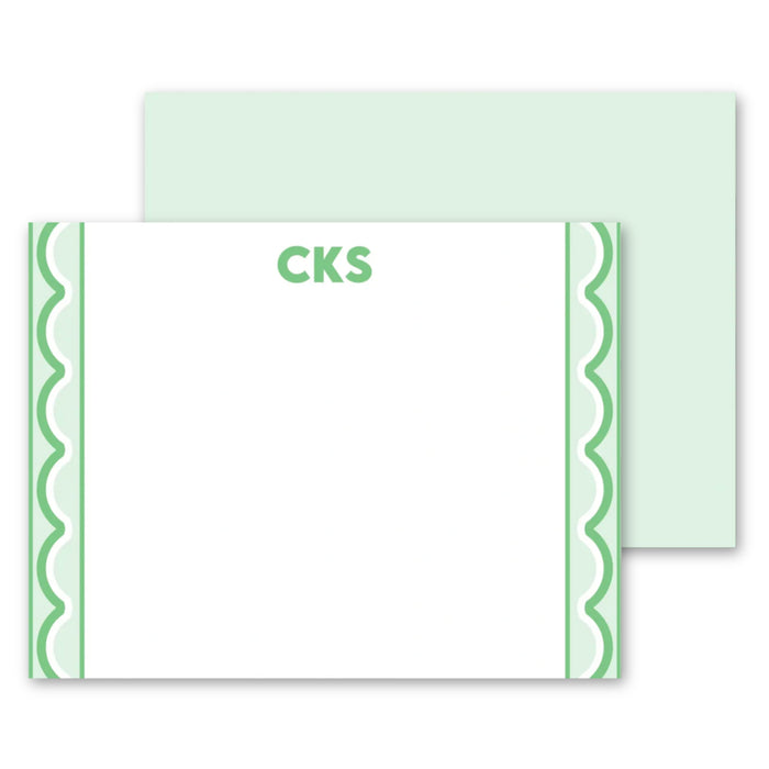 Green Scallop Trim Stationery